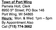 Port Wing Clerk Contact Info