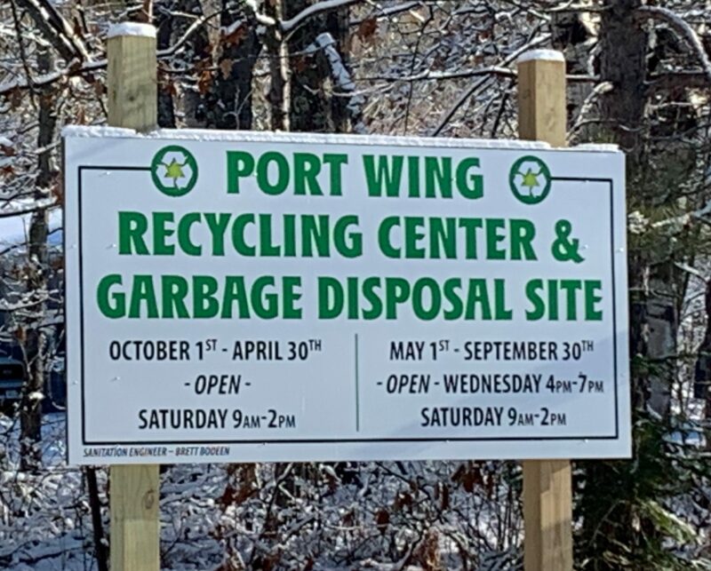 Port Wing Wisconsin Recycle Center sign